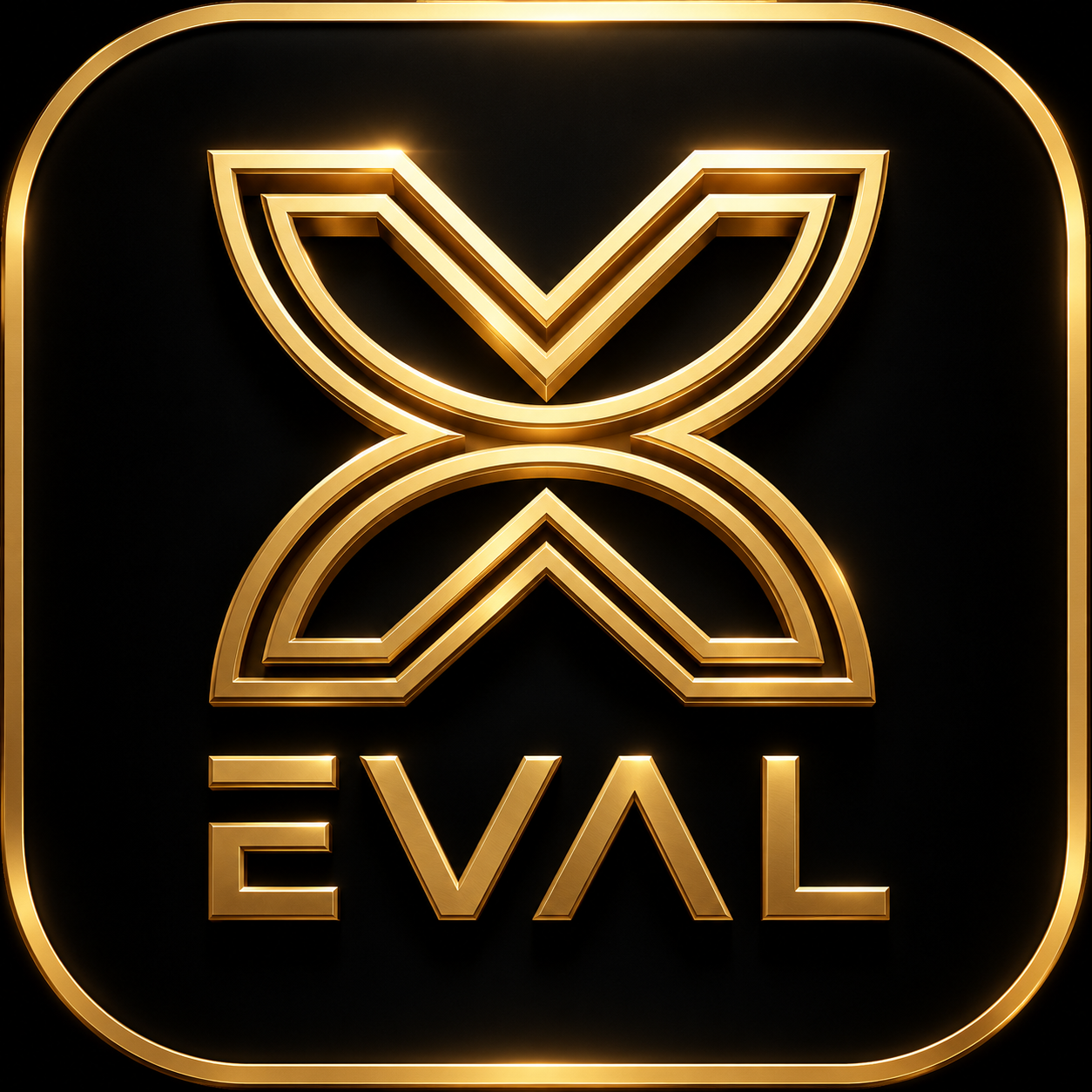 EVAL luxury gold logo on black background